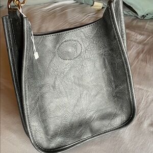 Elegant Gray Leather Women's Bag